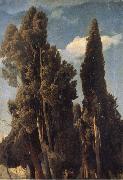 Johann Wilhelm Schirmer Cypresses oil on canvas